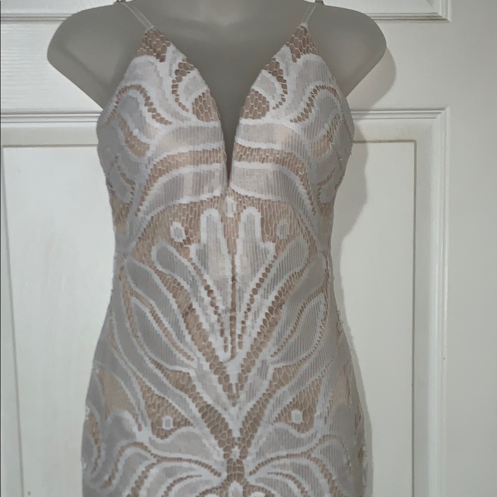 White/nude lace dress